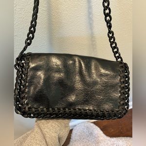 Black Metallic Clutch with Strap